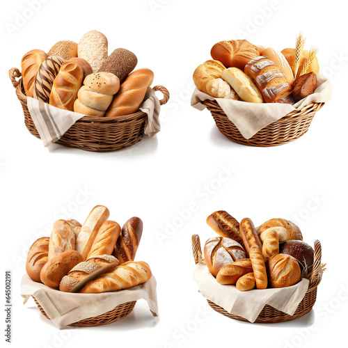 Bread in a basket on a transparent background (png)