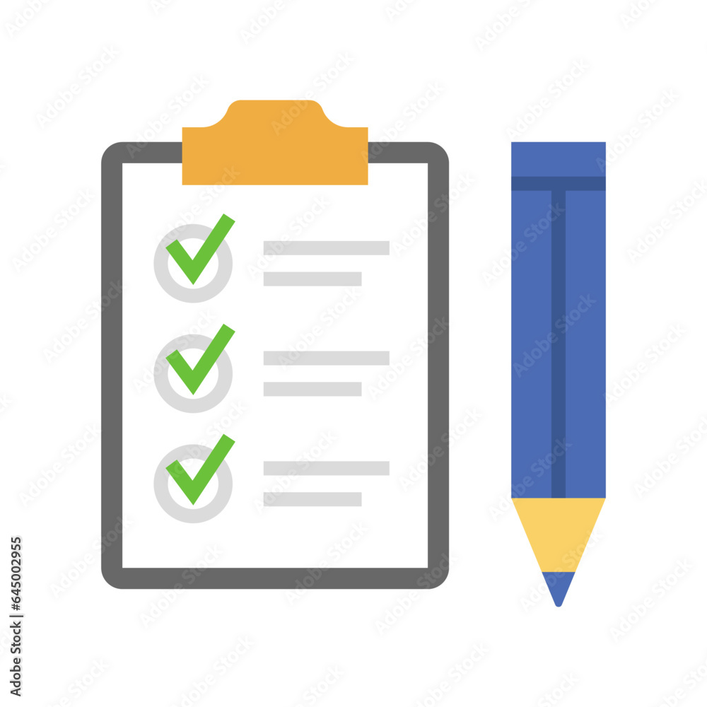 pencil with paper checklist isolated on white pencil with paper checklist isolated on white