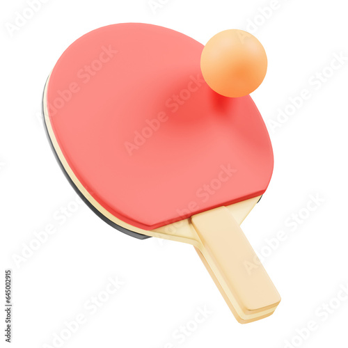 ping pong racket and ball 3d illustration