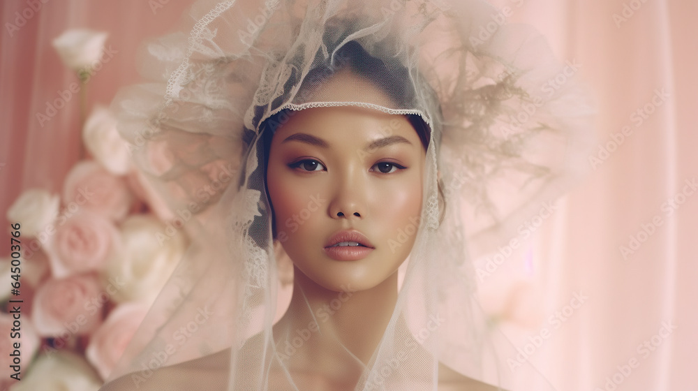 Beautiful Asian Bride Beauty shot. Made with Generative AI Beautiful Asian Bride Beauty shot. Made with Generative AI