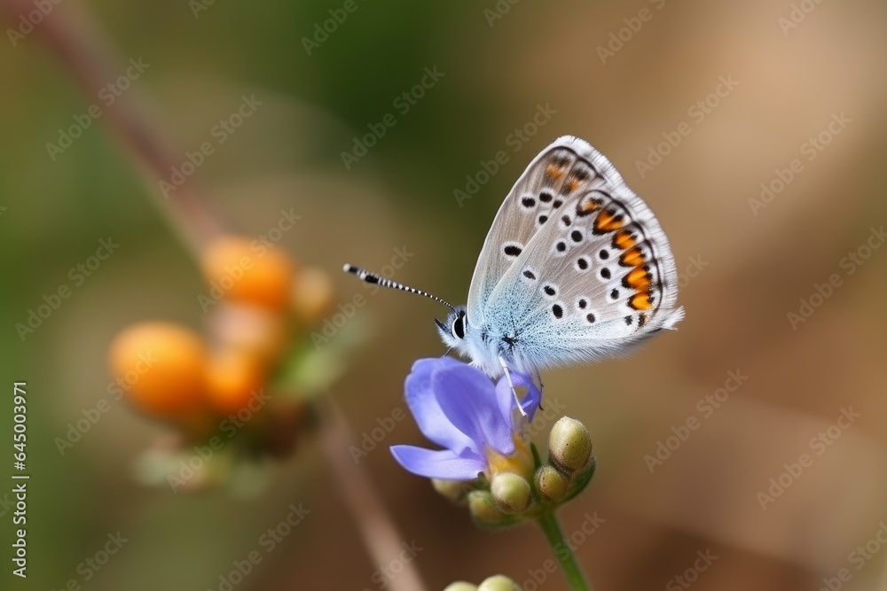 Fototapeta premium A beautiful butterfly perched on a vibrant purple flower