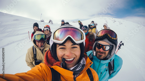People in ski resort. Generative Ai
