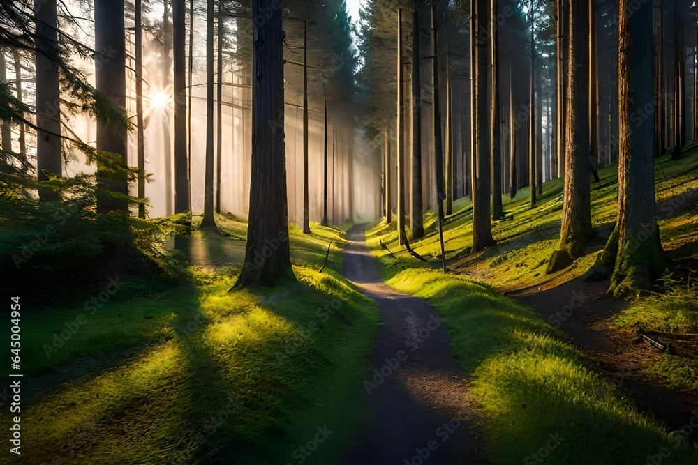 sunrise in the forest