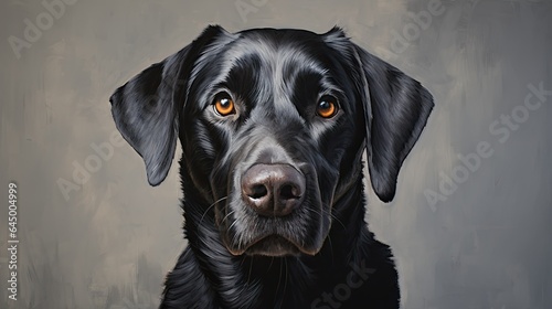 A painting of a dog with a black lab face photo