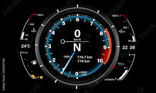 Car dashboard speedmeter technology design modern futuristic on boack background vector