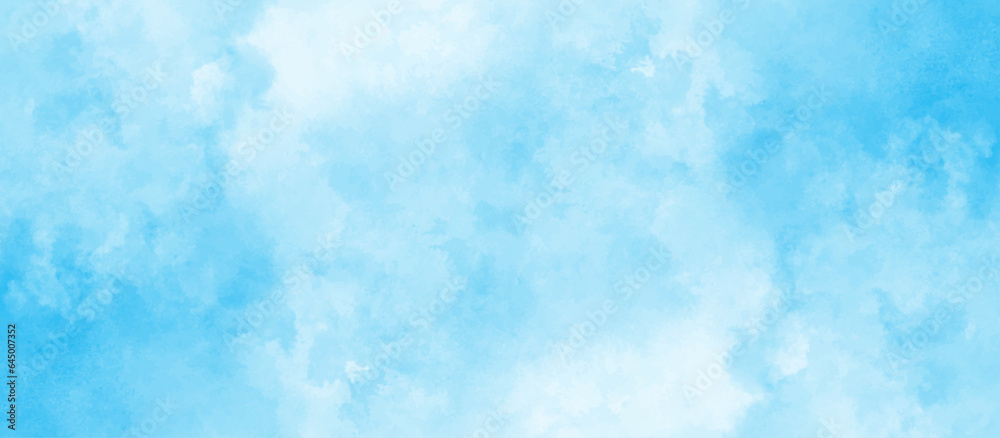 blue sky with clouds. Light sky blue shades watercolor background. Sky Nature Landscape Background. sky background with white fluffy clouds.	