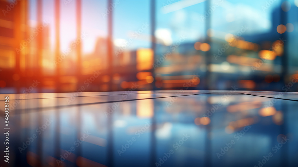 Abstract blurred background office. Defocused architecture blurred motion abstract background. Generative AI