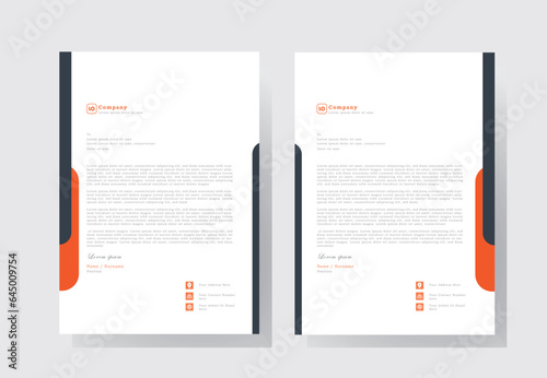 Modern letterhead design template with orange color. creative modern letter head design template for your project. letterhead, letter head, Business letterhead design.
