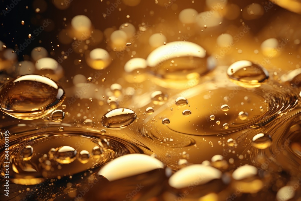 Air bubbles in golden water
