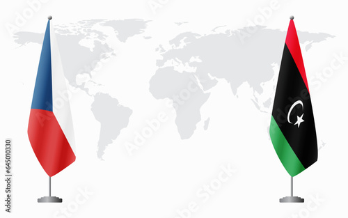 Czech Republic and Libya flags for official meeting