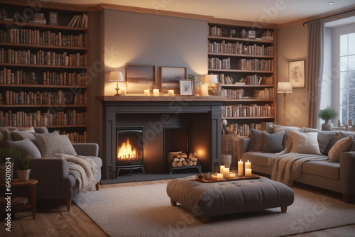 A cozy living room adorned with soft woolen blankets and cushions