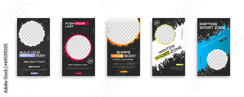 gym training social media post story template design, banner for your promotion.	