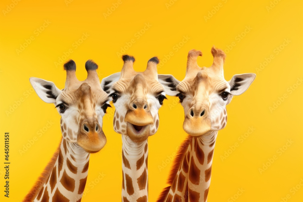 Three giraffes take a selfie