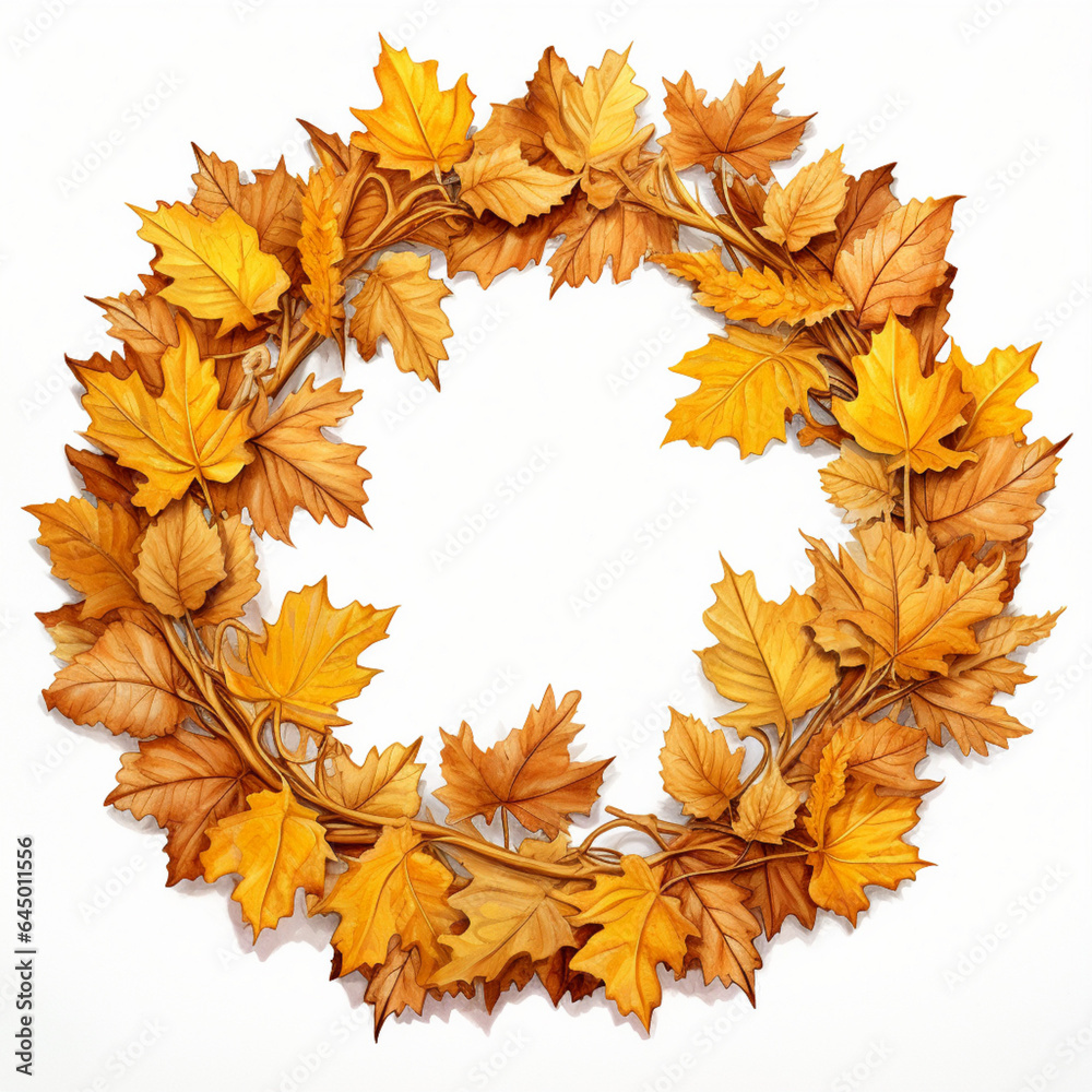 Fototapeta premium Illustration of a colorful array of autumn leaves, a vibrant tapestry of nature's farewell to summer