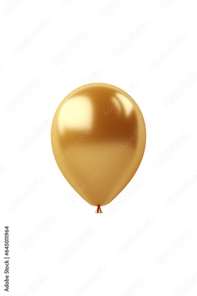 gold helium balloon. Birthday balloon flying for party and celebrations. Isolated on white background. Generative AI