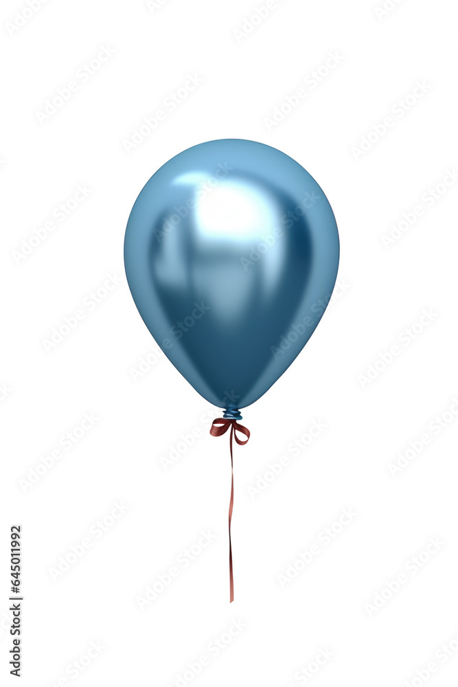 blue helium balloon. Birthday balloon flying for party and celebrations. Isolated on white background. Generative AI blue helium balloon. Birthday balloon flying for party and celebrations. Isolated on white background. Generative AI