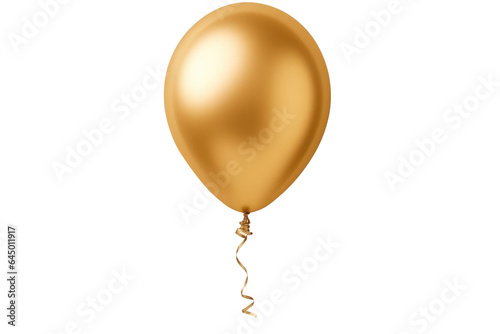 gold helium balloon. Birthday balloon flying for party and celebrations. Isolated on white background. Generative AI