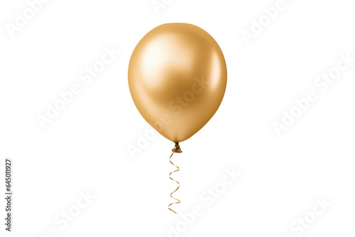 gold helium balloon. Birthday balloon flying for party and celebrations. Isolated on white background. Generative AI