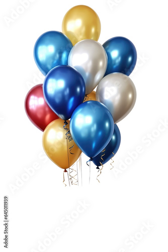 colorful helium balloon. Birthday balloon flying for party and celebrations. Isolated on white background. Generative AI