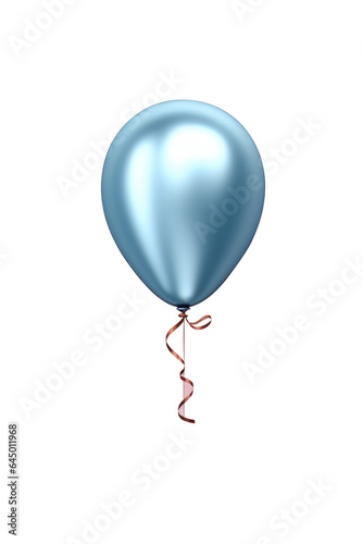 blue helium balloon. Birthday balloon flying for party and celebrations. Isolated on white background. Generative AI