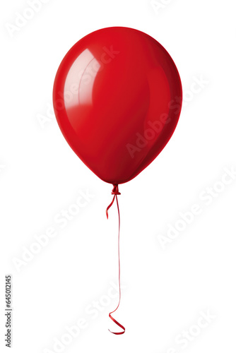 red helium balloon. Birthday balloon flying for party and celebrations. Isolated on white background. Generative AI
