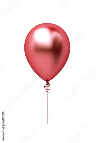 red helium balloon. Birthday balloon flying for party and celebrations. Isolated on white background. Generative AI