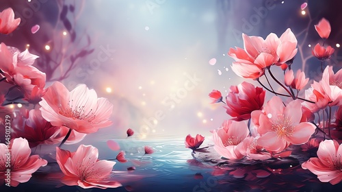 Background with cherry blossoms, smooth blur Generate AI