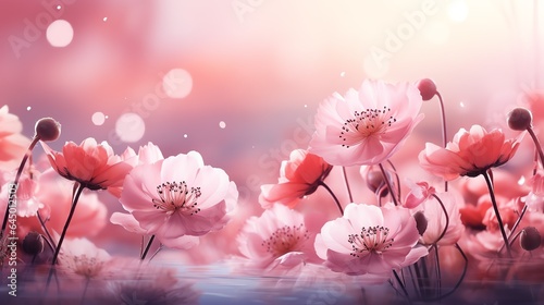 Background with cherry blossoms  smooth blur Generate AI