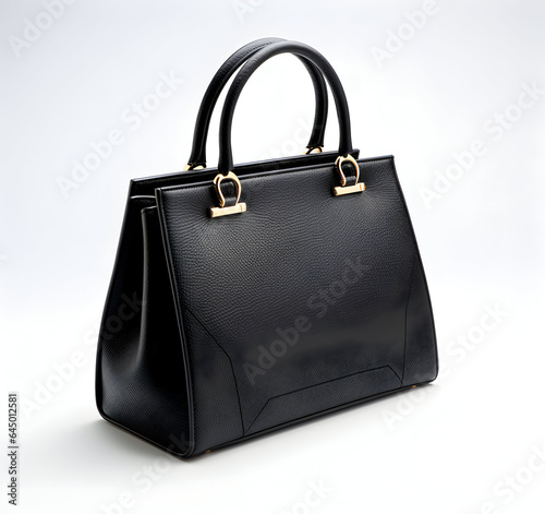 Photo Fashionable woman stylish bag beautiful black luxury leather female handbag generative ai