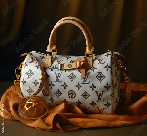 Louis Vuitton leather women handbag  generative ai photo