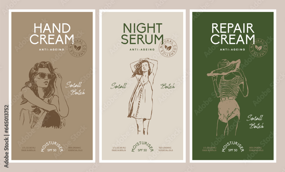 Obraz premium Vector modern cosmetics packaging label design templates 
