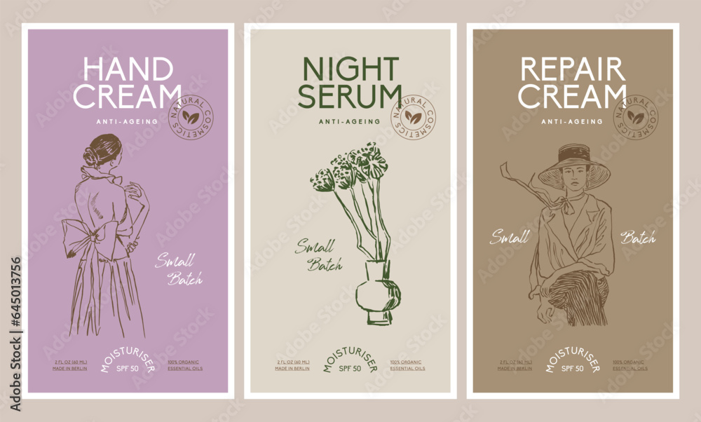 Obraz premium Vector modern cosmetics packaging label design templates