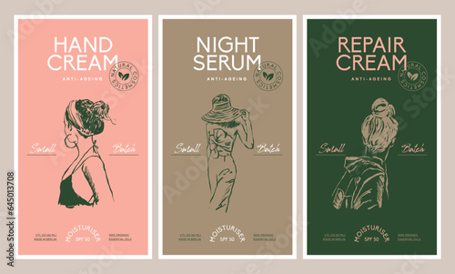 Vector modern cosmetics packaging label design templates  