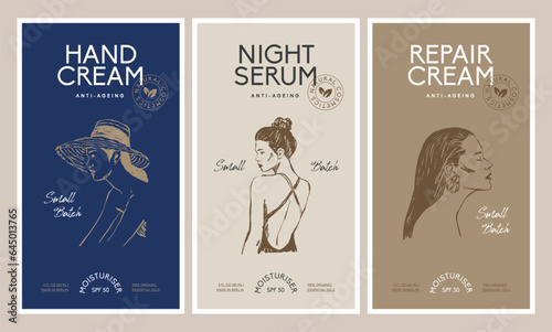 Vector modern cosmetics packaging label design templates  