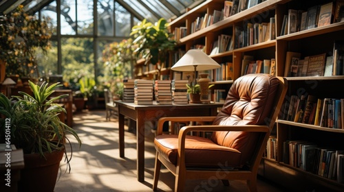 Interior view of a classic library.