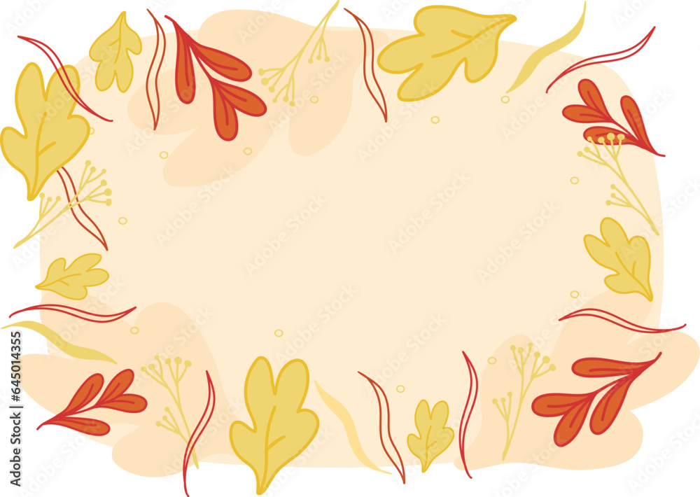 autumn cozy frame, card, border with leaves, vector, flat, yellow, orange, red autumn cozy frame, card, border with leaves, vector, flat, yellow, orange, red