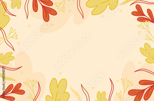 autumn cozy frame  card  border with leaves  vector  flat  yellow  orange  red