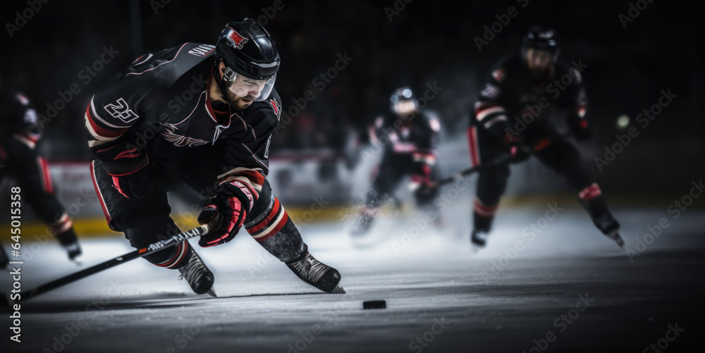 Naklejka premium Riveting hockey game scenes packed with adrenaline.