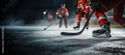 Canvas Print Captivating dynamics of hockey: a portrait of a player in the background of the