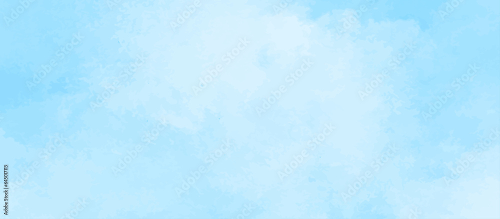 blue sky with clouds. Light sky blue shades watercolor background. Sky Nature Landscape Background. sky background with white fluffy clouds.	