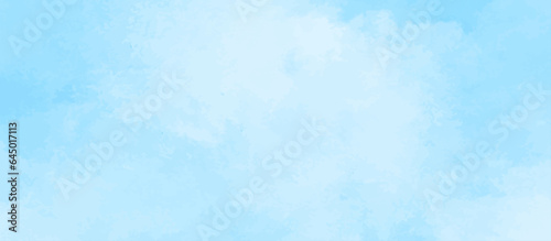blue sky with clouds. Light sky blue shades watercolor background. Sky Nature Landscape Background. sky background with white fluffy clouds.	