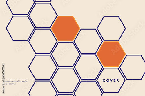 Honeycomb Mosaic of Seamless Texture. Background 3D Pattern Hexagon in Blue, Orange Colors. Abstract Wallpaper Hexagonal Structure for Advertising, Poster, Banner, Cover. 