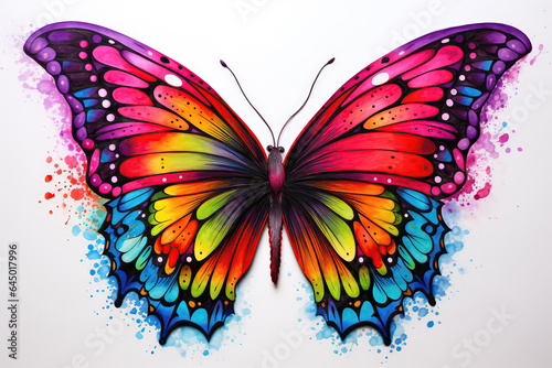 Rainbowcolored Butterfly Painted With Crayons © Anastasiia