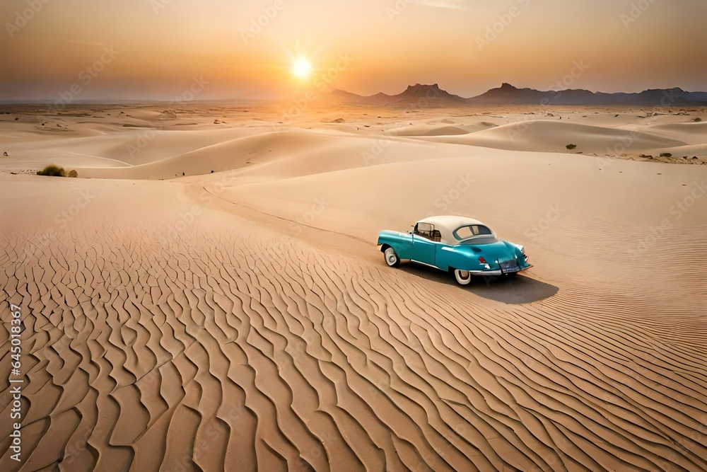 car in the desert generated Ai 