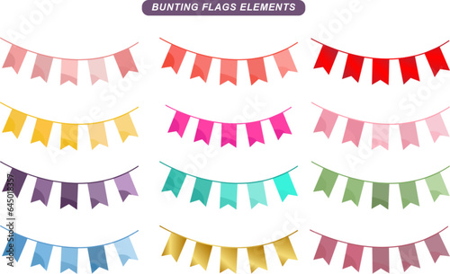 Bunting flags color collection element for birthday decoration