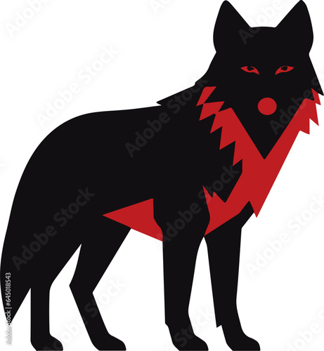 Red wolf flat icon