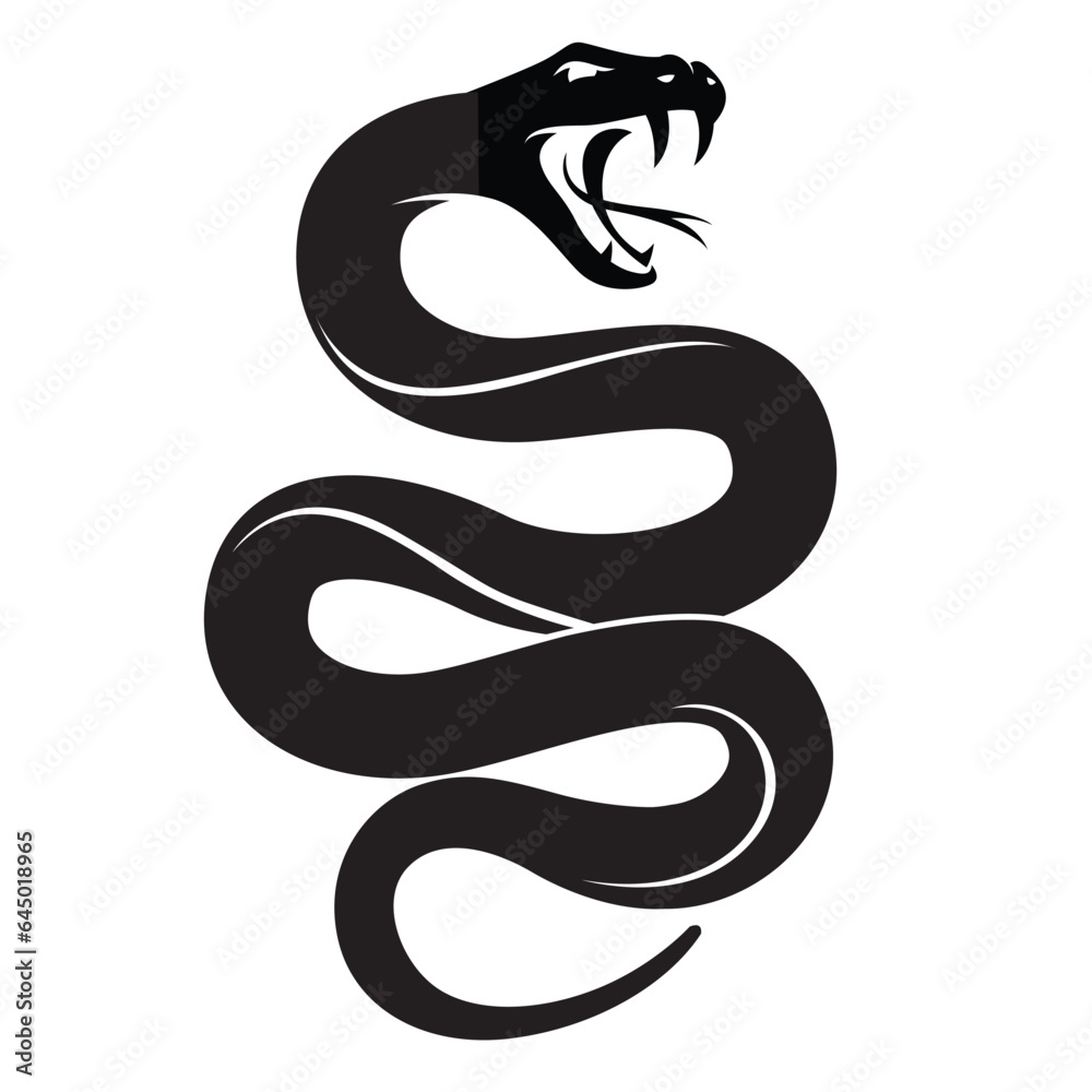 Obraz premium illustration of black snake isolated on white background
