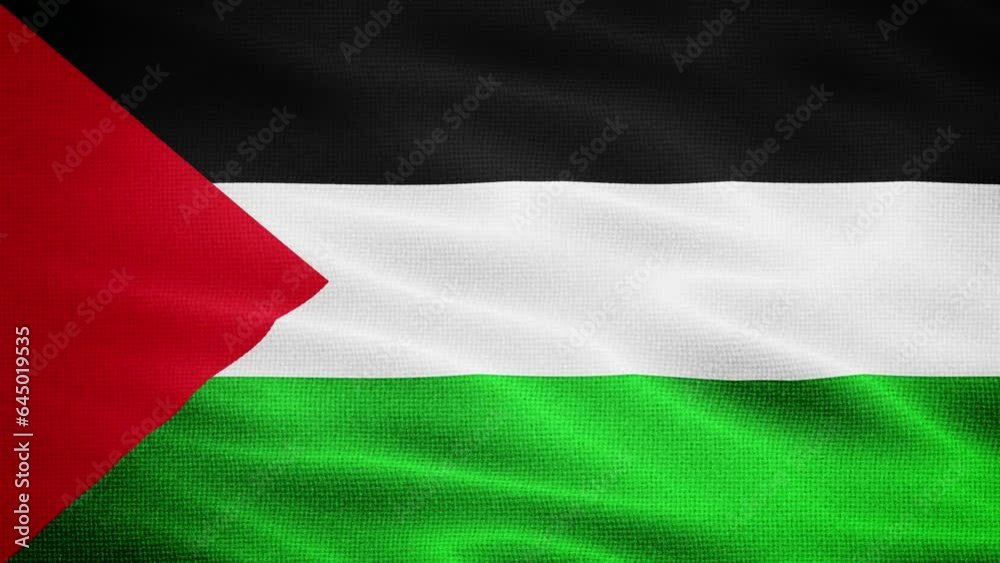 Natural Waving Fabric Texture Of Palestine National Flag Graphic Background, Seamless Loop Natural Waving Fabric Texture Of Palestine National Flag Graphic Background, Seamless Loop