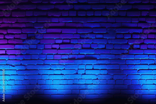 Brick Wall In Hyper Blue Neon Colors
