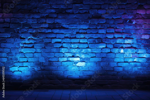 A Brick Wall With A Blue Light Shining On It